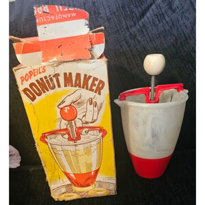 Vintage 1960s or 1950s Popeil's Donut Maker Kitchen Tool Red White